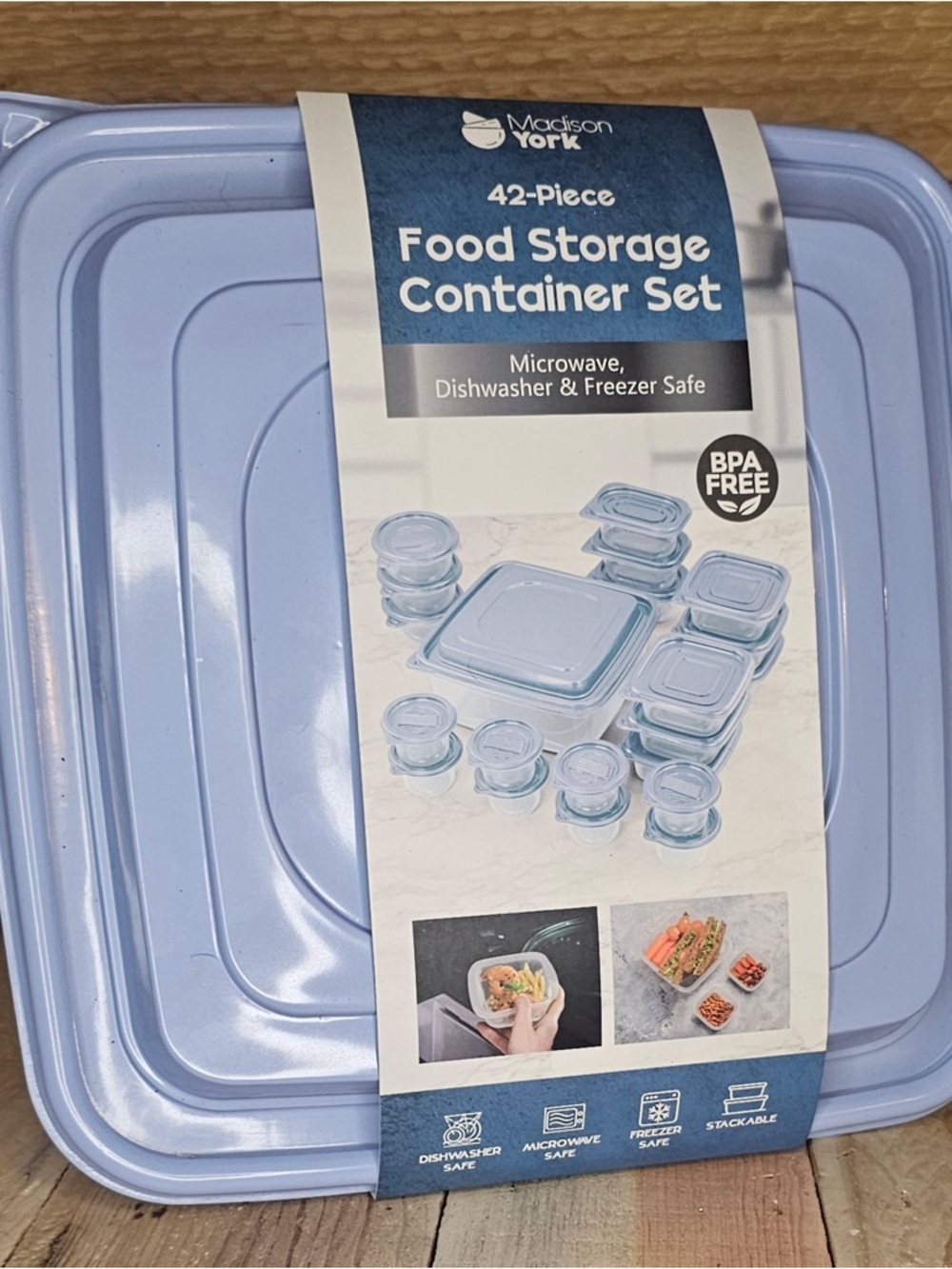Madison York Light Blue 42-Piece Food Storage Container Set